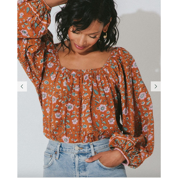 CLEOBELLA NWT Shania Rust Long Sleeve Organic Cotton Blouse in Terracotta // L - Picture 1 of 13